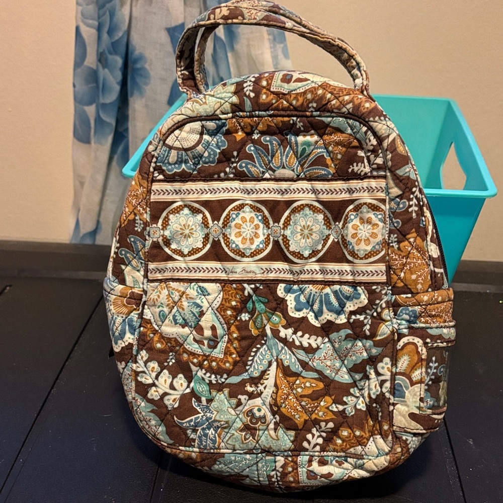 Vera Bradley Floral Quilted Bag in Brown and Blue